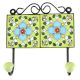 Ceramic Floral Tile hook in Pea Green 